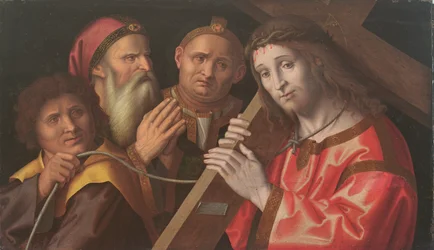 Christ Carrying the Cross and Two Saints